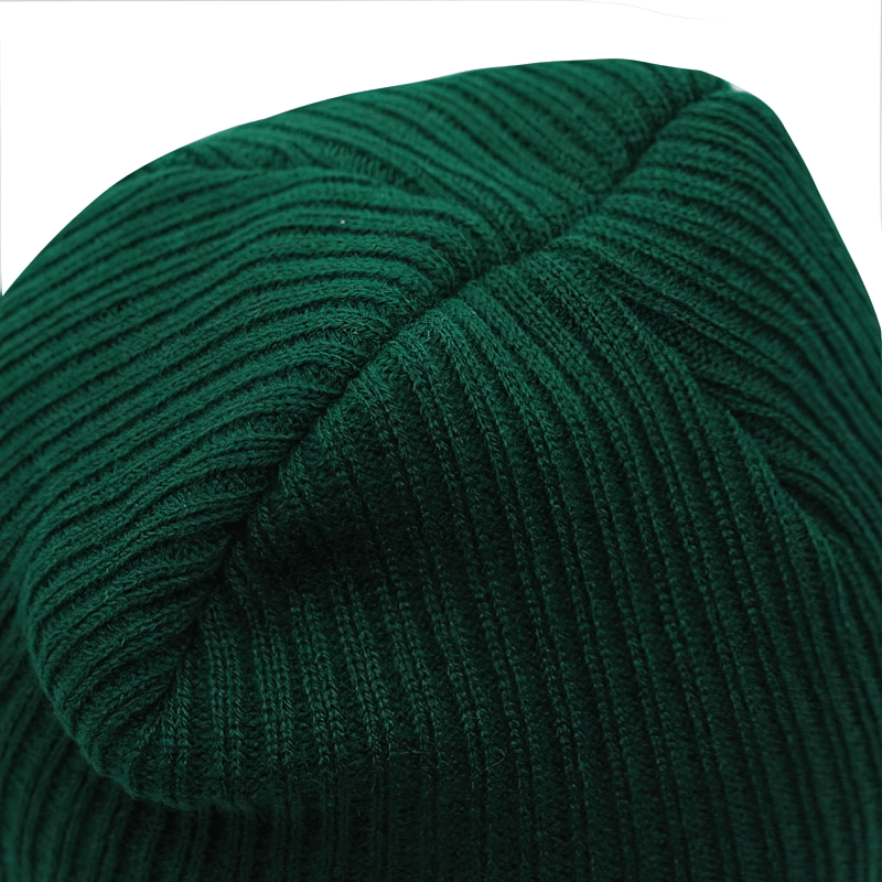 Green stylish knitted solid color unisex hat, warm wool-acrylic blend beanie, perfect for sports and casual wear, SF0800 model.